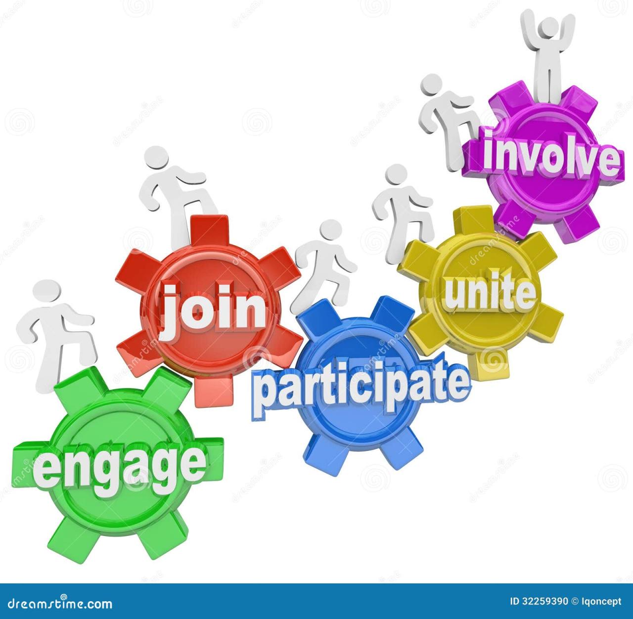 Participate People Climbing Gears Join Engage Involve Stock Photo ... How to Engage Lifestyle Buyers With Blogs